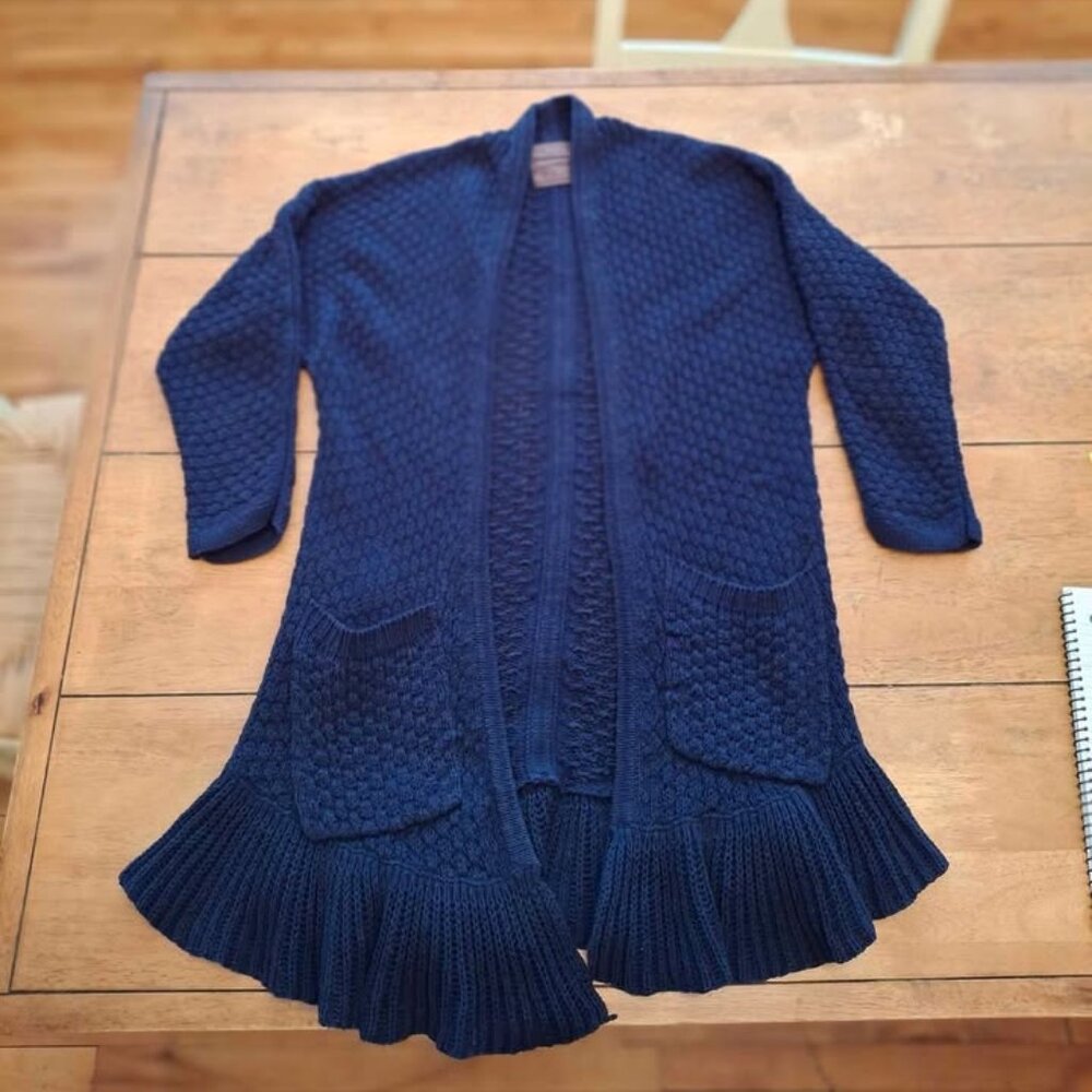 Anthropologie Ruffle Sweater Blue Size Small